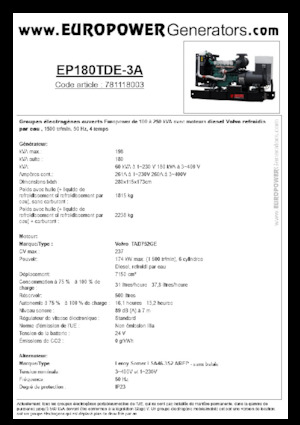 Grupos electrógenos diesel Europower EP180TDE-3A (LS)