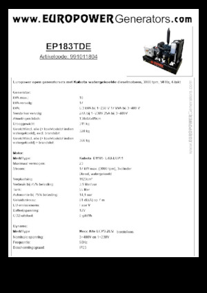Grupos electrógenos diesel Europower EP183TDE (MA)