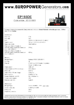 Grupos electrógenos diesel Europower EP193DE (S)