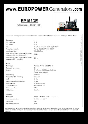 Grupos electrógenos diesel Europower EP193DE (S)