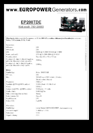 Grupos electrógenos diesel Europower EP200TDE (LS)