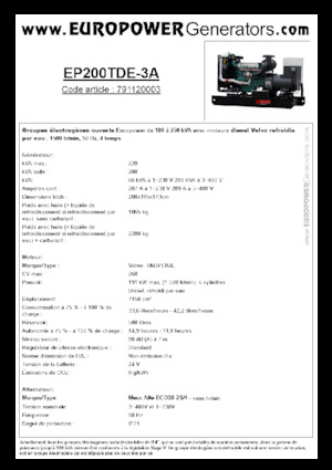 Grupos electrógenos diesel Europower EP200TDE-3A (MA)