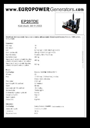 Grupos electrógenos diesel Europower EP20TDE (LS)