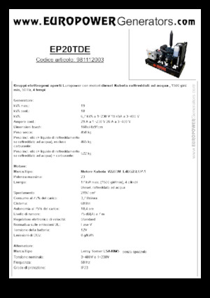 Grupos electrógenos diesel Europower EP20TDE (LS)