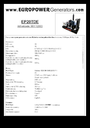 Grupos electrógenos diesel Europower EP20TDE (LS)