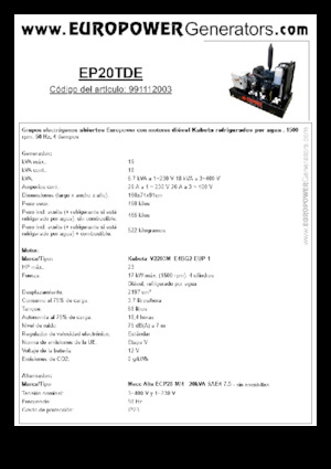 Grupos electrógenos diesel Europower EP20TDE (MA)