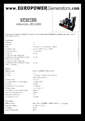 Grupos electrógenos diesel Europower EP20TDE (MA)