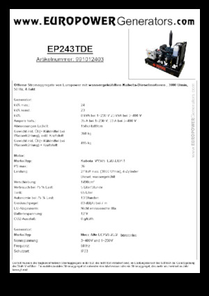 Grupos electrógenos diesel Europower EP243TDE (MA)