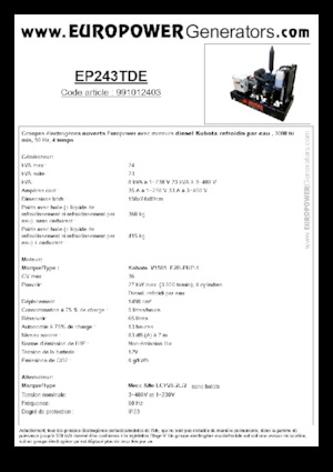 Grupos electrógenos diesel Europower EP243TDE (MA)