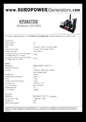 Grupos electrógenos diesel Europower EP243TDE (MA)