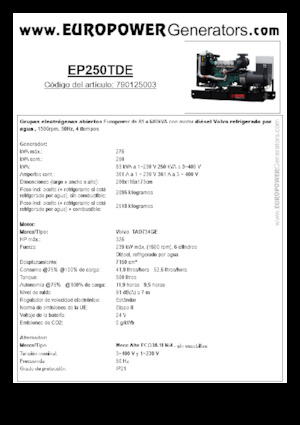 Grupos electrógenos diesel Europower EP250TDE (MA)