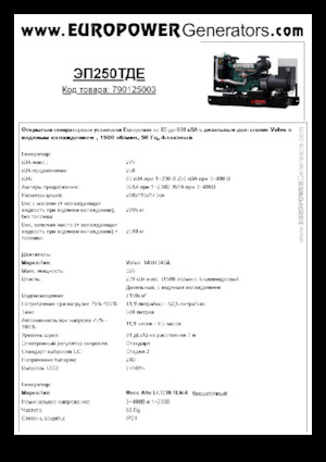 Grupos electrógenos diesel Europower EP250TDE (MA)
