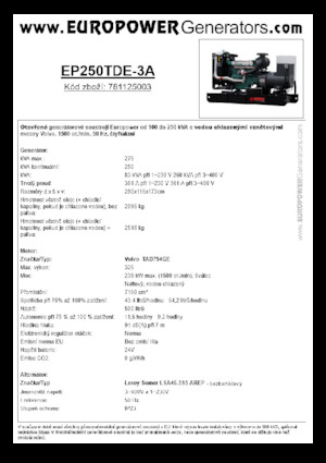 Grupos electrógenos diesel Europower EP250TDE-3A (LS)
