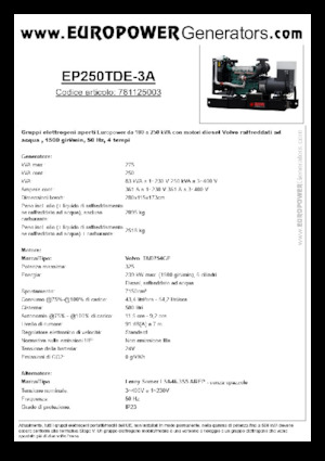 Grupos electrógenos diesel Europower EP250TDE-3A (LS)