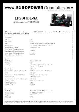 Grupos electrógenos diesel Europower EP250TDE-3A (MA)