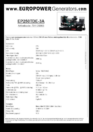 Grupos electrógenos diesel Europower EP250TDE-3A (MA)