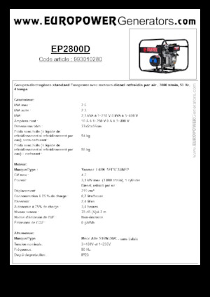 Grupos electrógenos diesel Europower EP2800D (MA)