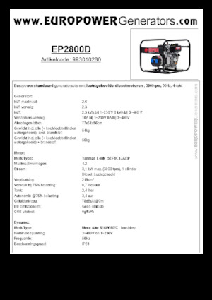 Grupos electrógenos diesel Europower EP2800D (MA)