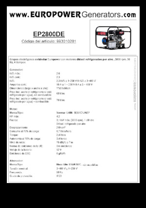 Grupos electrógenos diesel Europower EP2800DE (MA)