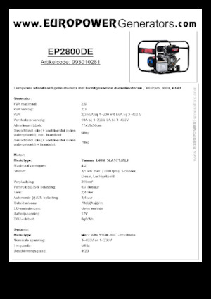 Grupos electrógenos diesel Europower EP2800DE (MA)