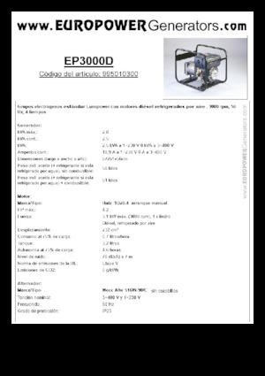 Grupos electrógenos diesel Europower EP3000D (MA)