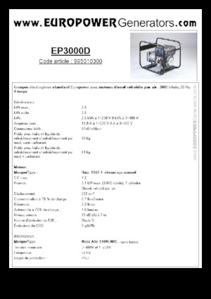 Grupos electrógenos diesel Europower EP3000D (MA)