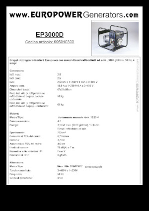 Grupos electrógenos diesel Europower EP3000D (MA)