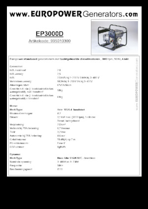 Grupos electrógenos diesel Europower EP3000D (MA)