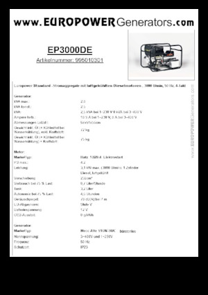 Grupos electrógenos diesel Europower EP3000DE (MA)