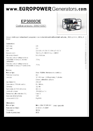 Grupos electrógenos diesel Europower EP3000DE (MA)