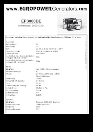 Grupos electrógenos diesel Europower EP3000DE (MA)