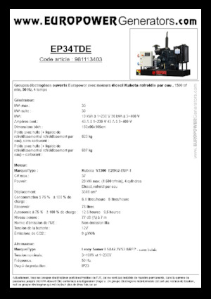 Grupos electrógenos diesel Europower EP34TDE (LS)