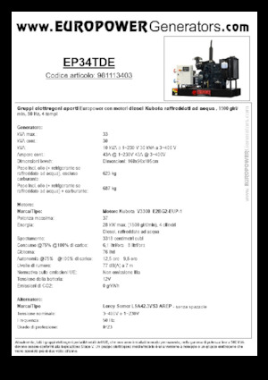 Grupos electrógenos diesel Europower EP34TDE (LS)