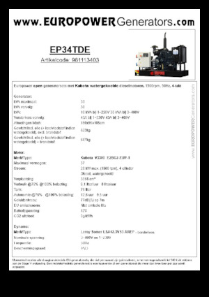 Grupos electrógenos diesel Europower EP34TDE (LS)