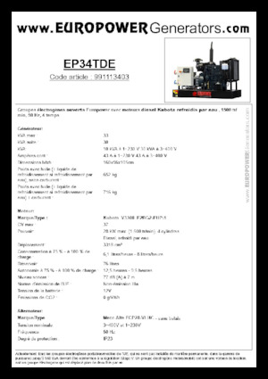 Grupos electrógenos diesel Europower EP34TDE (MA)