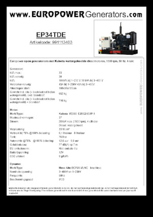 Grupos electrógenos diesel Europower EP34TDE (MA)