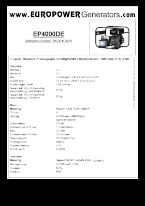Grupos electrógenos diesel Europower EP4000DE (S)