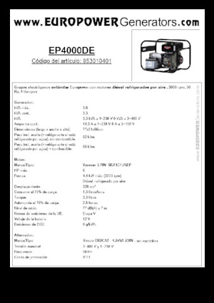 Grupos electrógenos diesel Europower EP4000DE (S)