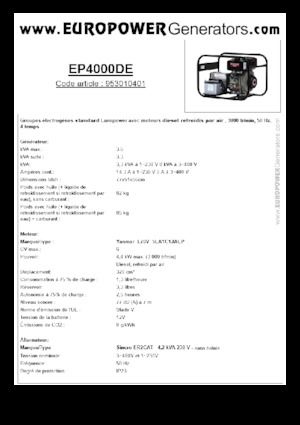 Grupos electrógenos diesel Europower EP4000DE (S)