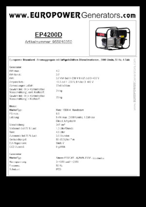 Grupos electrógenos diesel Europower EP4200D (S)