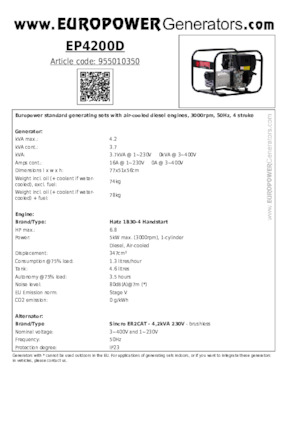 Grupos electrógenos diesel Europower EP4200D (S)