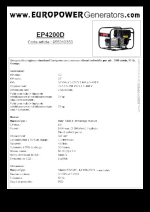 Grupos electrógenos diesel Europower EP4200D (S)