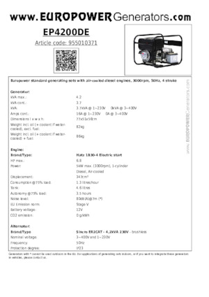 Grupos electrógenos diesel Europower EP4200DE (S)