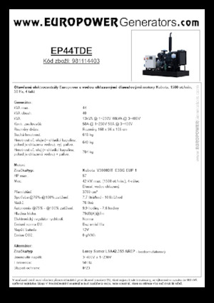 Grupos electrógenos diesel Europower EP44TDE (LS)
