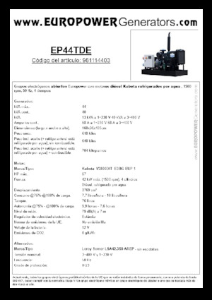 Grupos electrógenos diesel Europower EP44TDE (LS)
