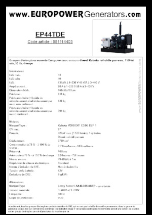 Grupos electrógenos diesel Europower EP44TDE (LS)