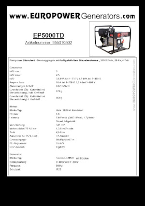 Grupos electrógenos diesel Europower EP5000TD (S)