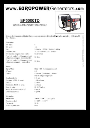 Grupos electrógenos diesel Europower EP5000TD (S)