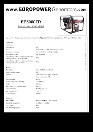 Grupos electrógenos diesel Europower EP5000TD (S)