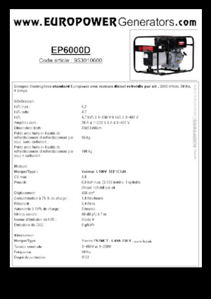 Grupos electrógenos diesel Europower EP6000D (S)